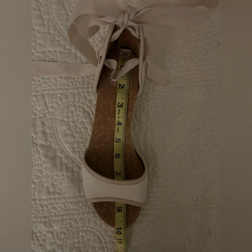 UGG Cream Espadrille Wedge Shoes with Ankle Wrap - Picture 3 of 6